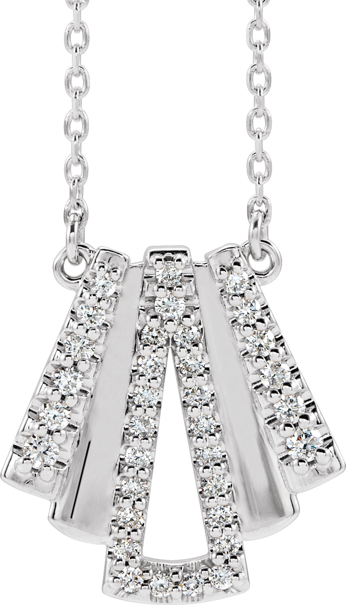 14K White 1/5 CTW Diamond Art Deco 16" Necklace