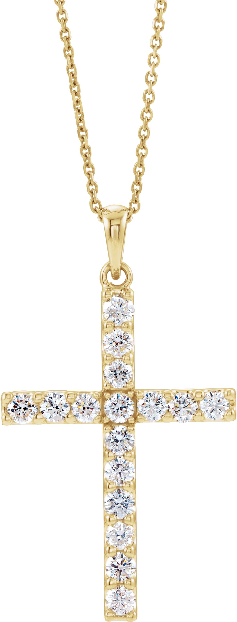 14K Yellow 1/8 CTW Natural Diamond Cross 18" Necklace