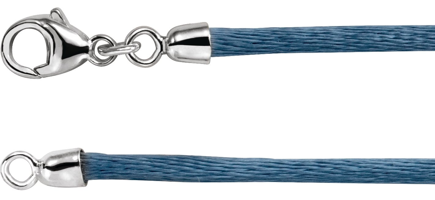 Light Blue Silk Cord – Sterling Silver