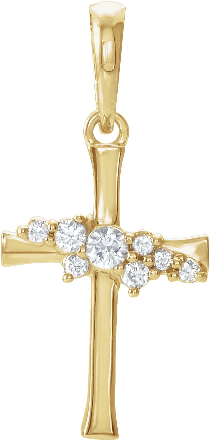 14K Yellow .06 CTW Natural Diamond Cluster Cross Pendant