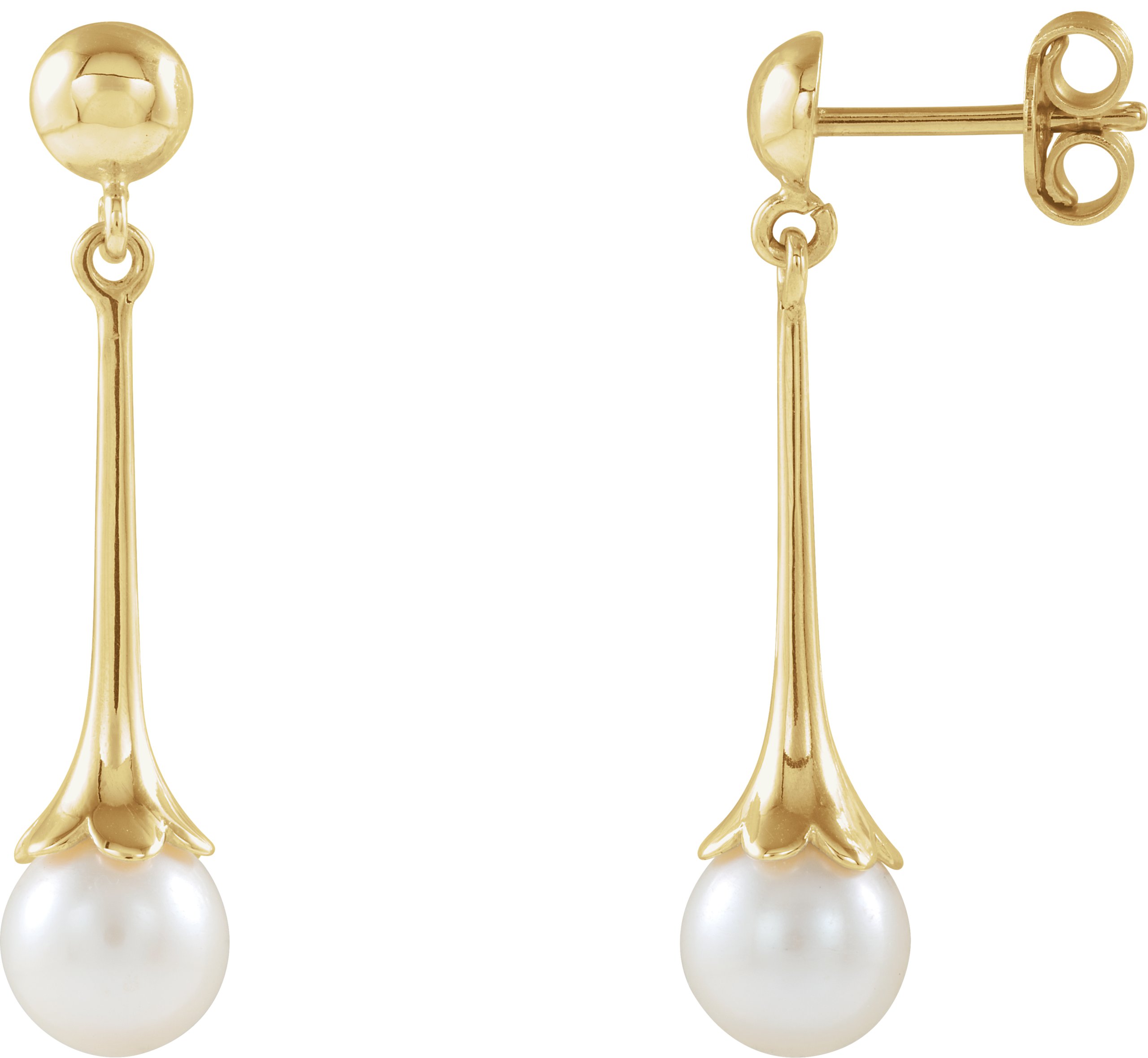 14K Yellow Freshwater Pearl Dangle Earrings with Backs Ref. 15106425