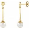14K Yellow Freshwater Pearl Dangle Earrings with Backs Ref. 15106425