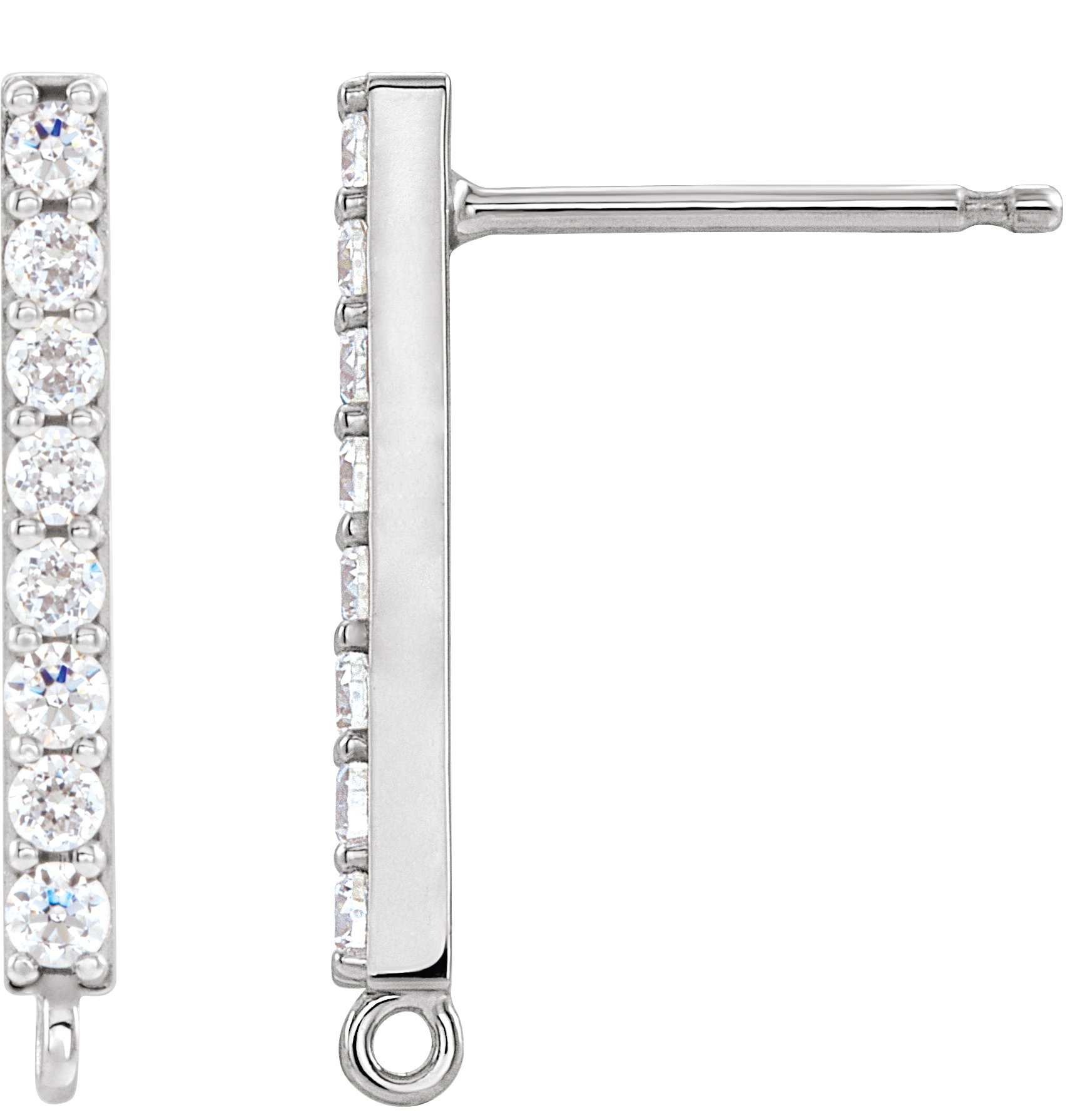 Platinum 1/10 CTW Natural Diamond Bar Earring Top