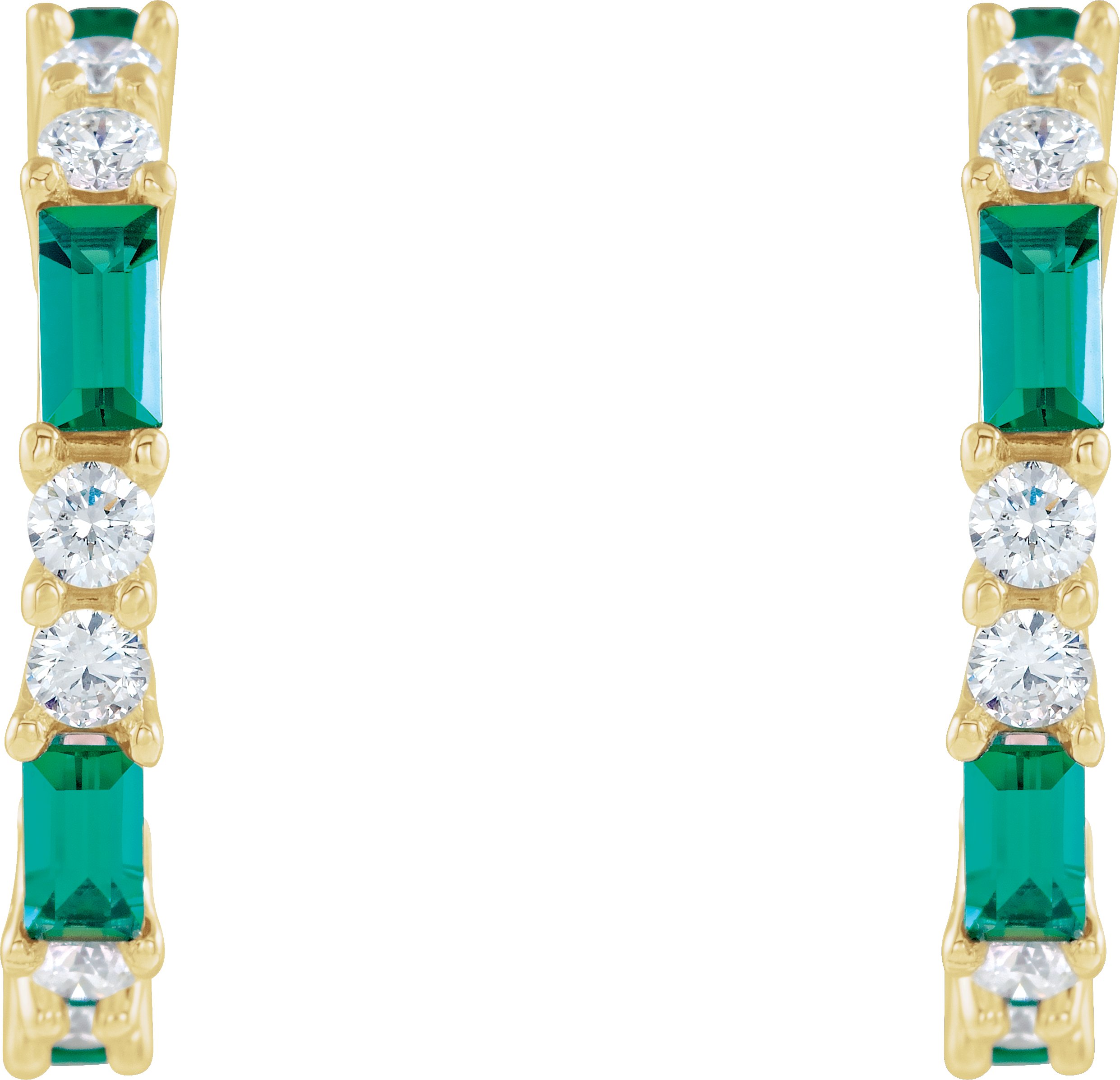 14K Yellow Lab-Grown Emerald & 1/2 CTW Diamond Earrings