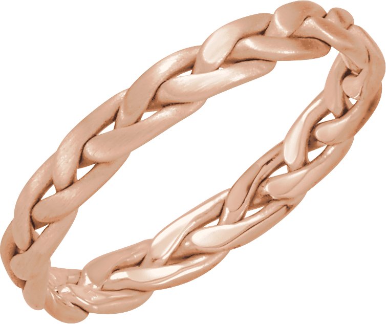 14K Rose 3.5 mm Hand Woven Band Size 4.5 Ref 13021144