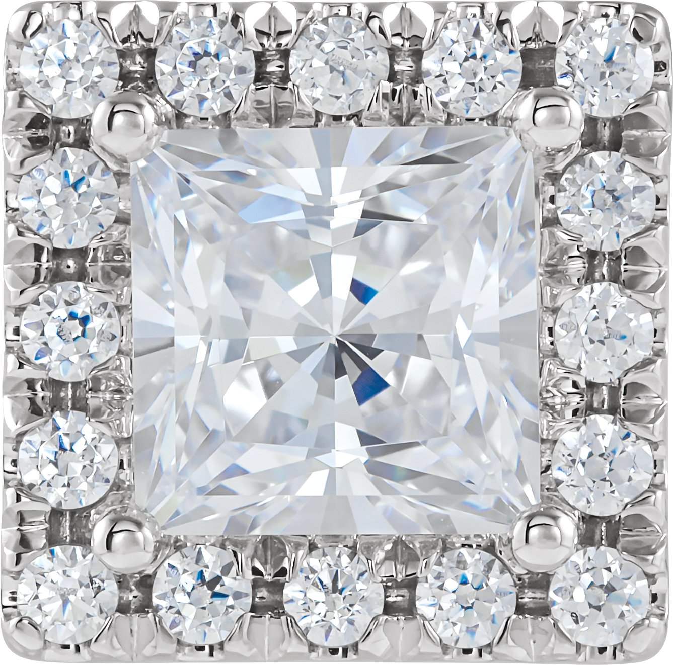 Square 4-Prong Halo-Style Peg Setting  
