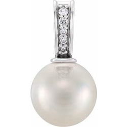 28913 / Neosadený / Sterling Silver / Semi-Polished / Accented Pendant With Pearl Post