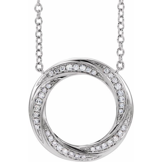 14K White 1/5 CTW Diamond Circle 16-18" Necklace