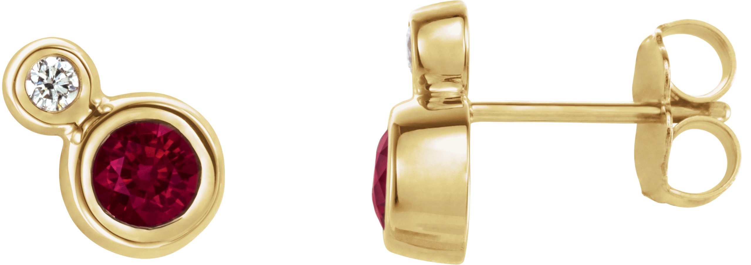 14K Yellow Ruby & .03 CTW Diamond Earrings                