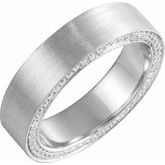 14K White 6 mm 3/4 CTW Natural Diamond Band with Satin Finish Size 10