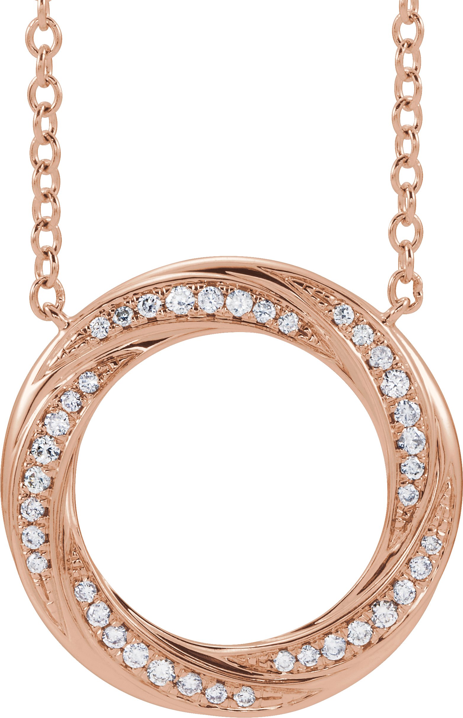14K Rose 1/5 CTW Natural Diamond Circle 16-18" Necklace