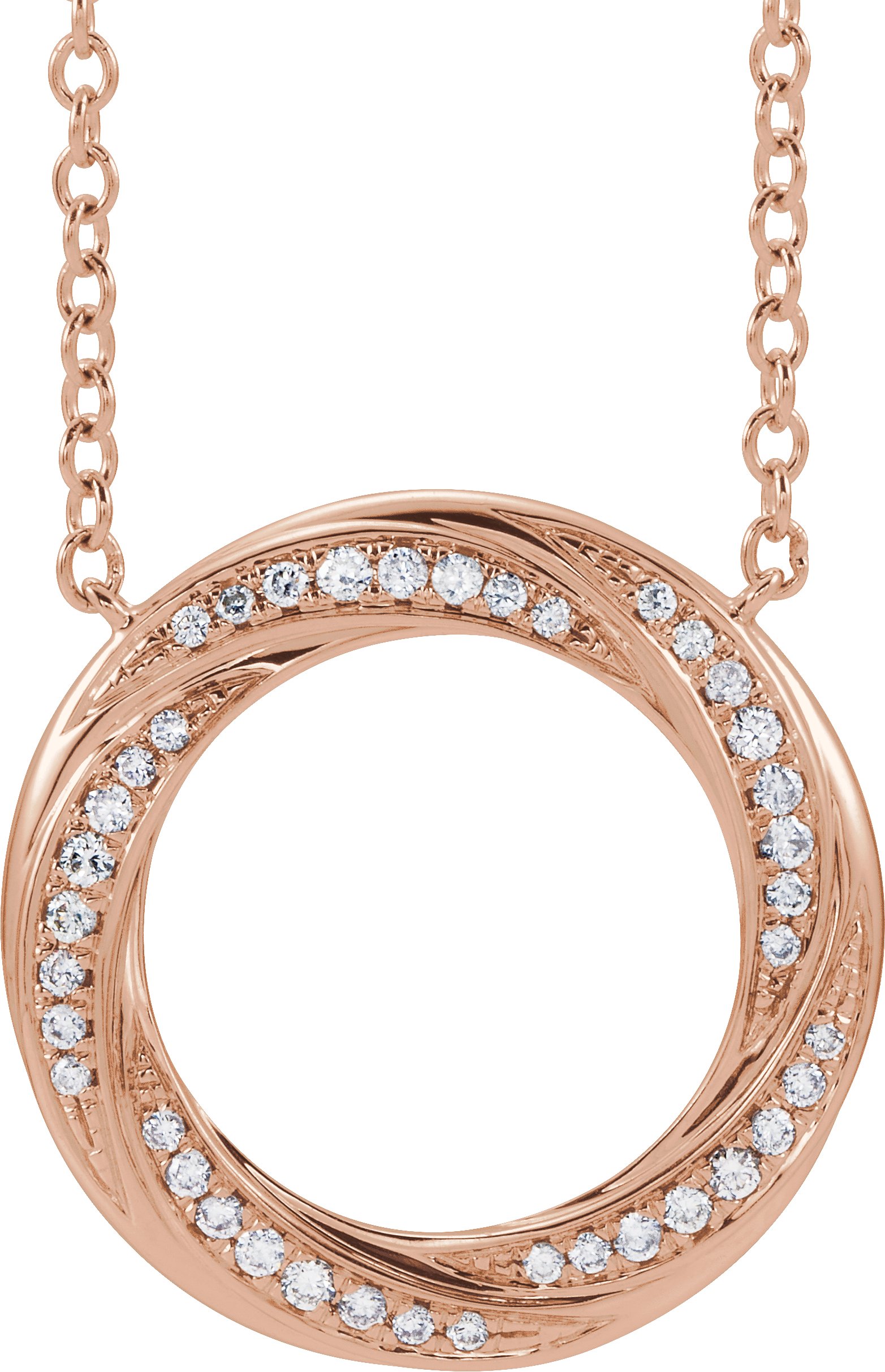 14K Rose 1/5 CTW Diamond Circle 16-18 Necklace