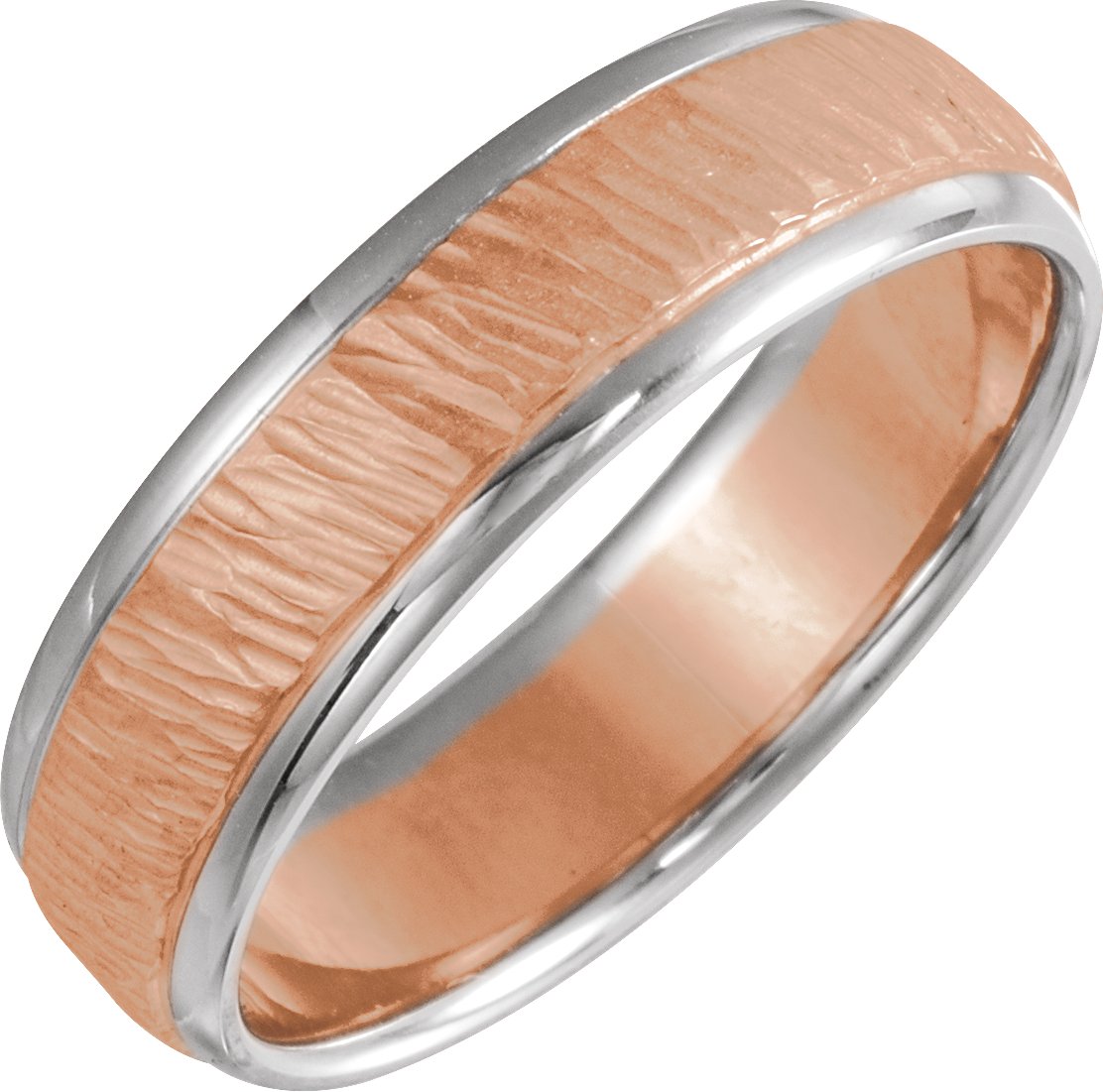 14K Rose White 6 mm Design Engraved Band Size 10 Ref 15320021