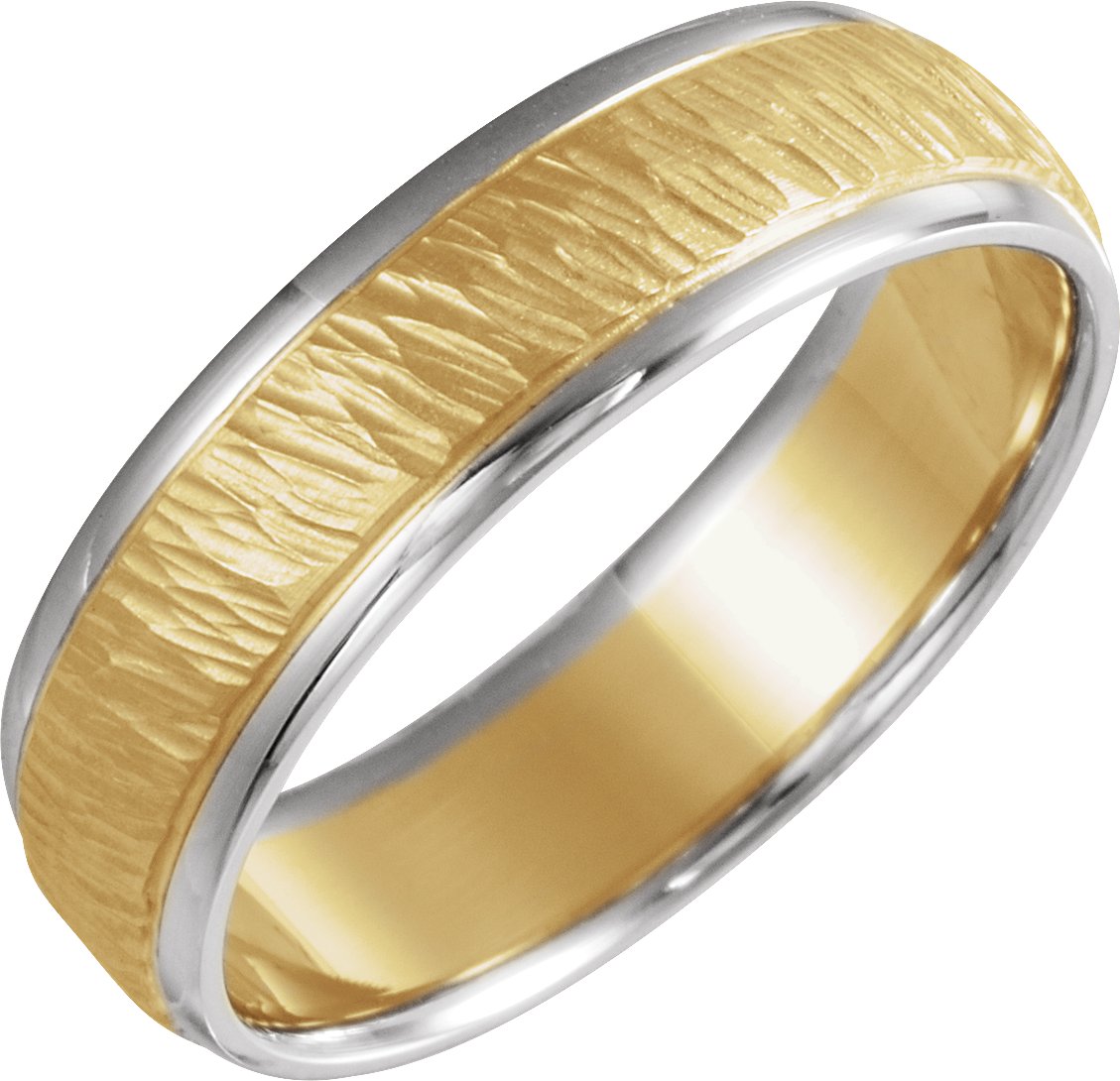 14K Yellow White 6 mm Design Engraved Band Size 10.5 Ref 15320011