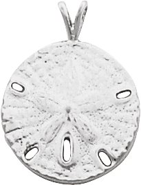 14K White Sand Dollar Pendant