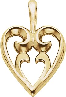 14K Yellow Scroll Heart Pendant