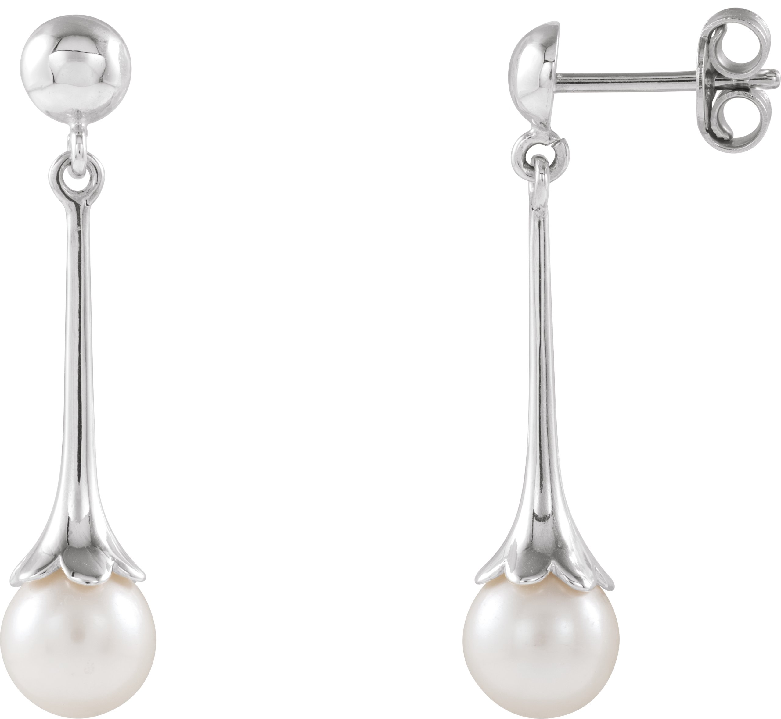 14K White Freshwater Pearl Dangle Earrings with Backs Ref. 15106426