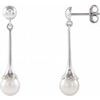 14K White Freshwater Pearl Dangle Earrings with Backs Ref. 15106426
