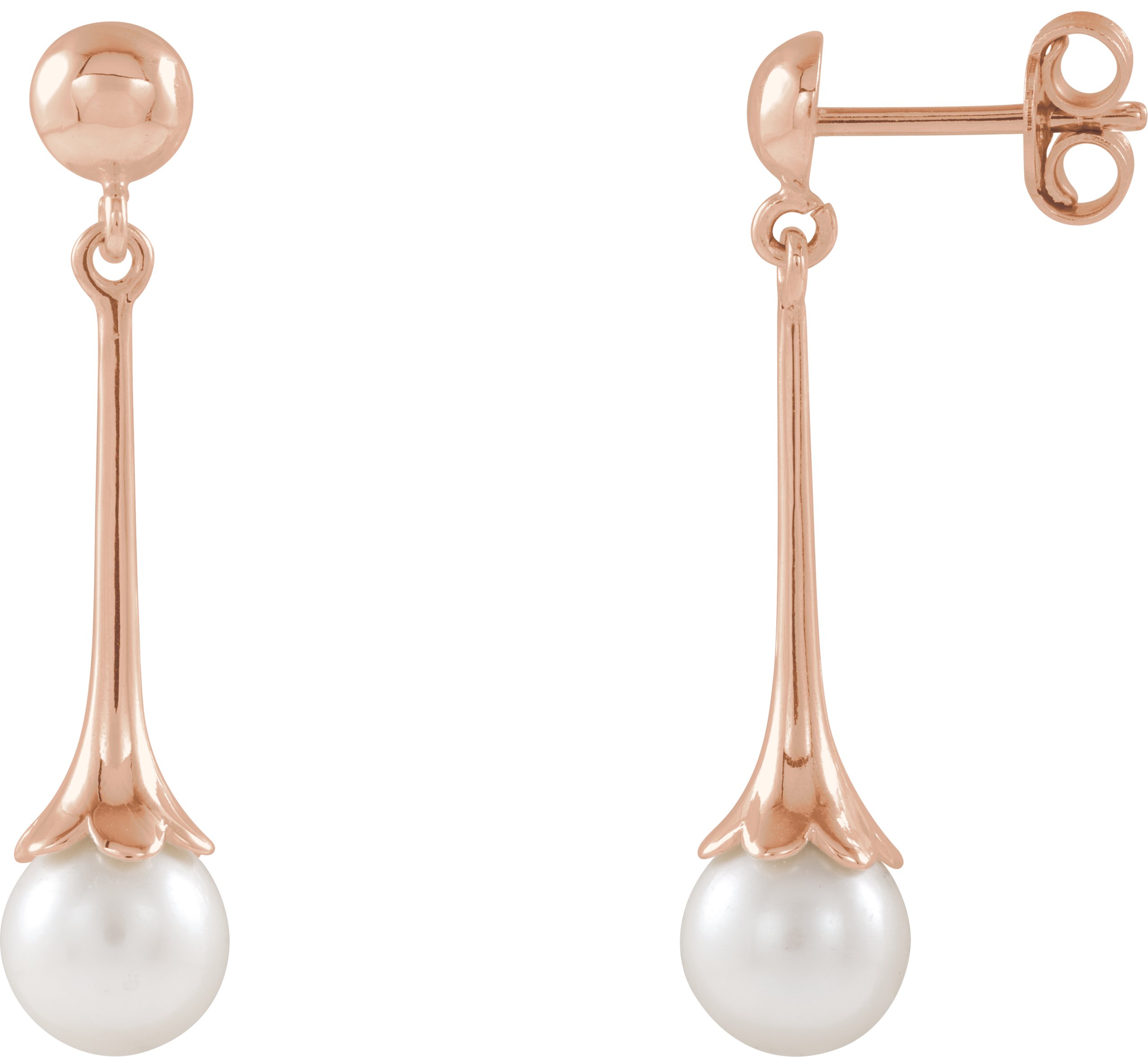 14K Rose Freshwater Pearl Dangle Earrings with Backs Ref. 15106427