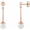 14K Rose Freshwater Pearl Dangle Earrings with Backs Ref. 15106427