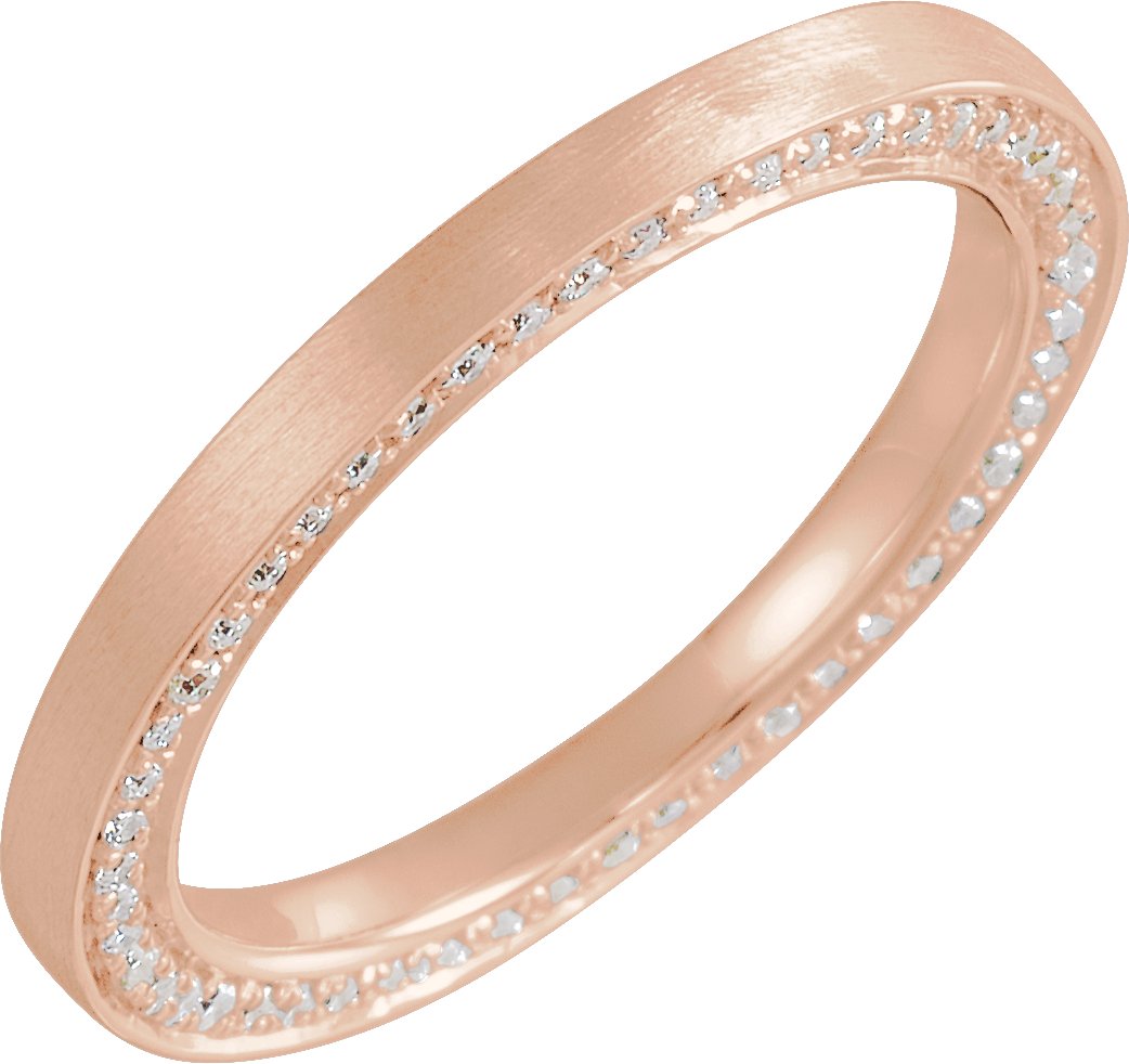 14K Rose 2 mm .5 CTW Diamond Band with Satin Finish Size 7 Ref 15019468