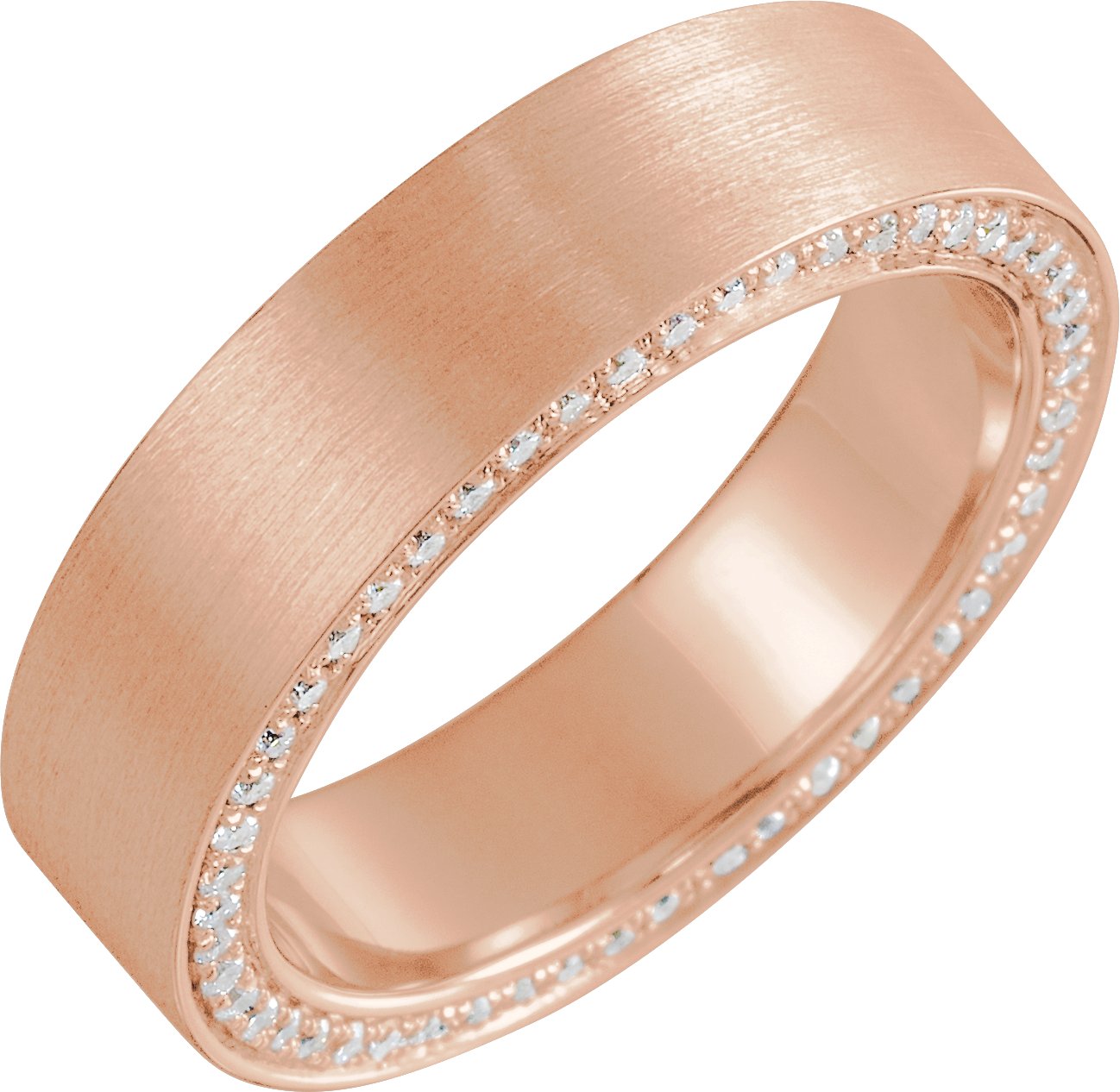 14K Rose 6 mm .625 CTW Diamond Band with Satin Finish Size 10.5 Ref 15182613