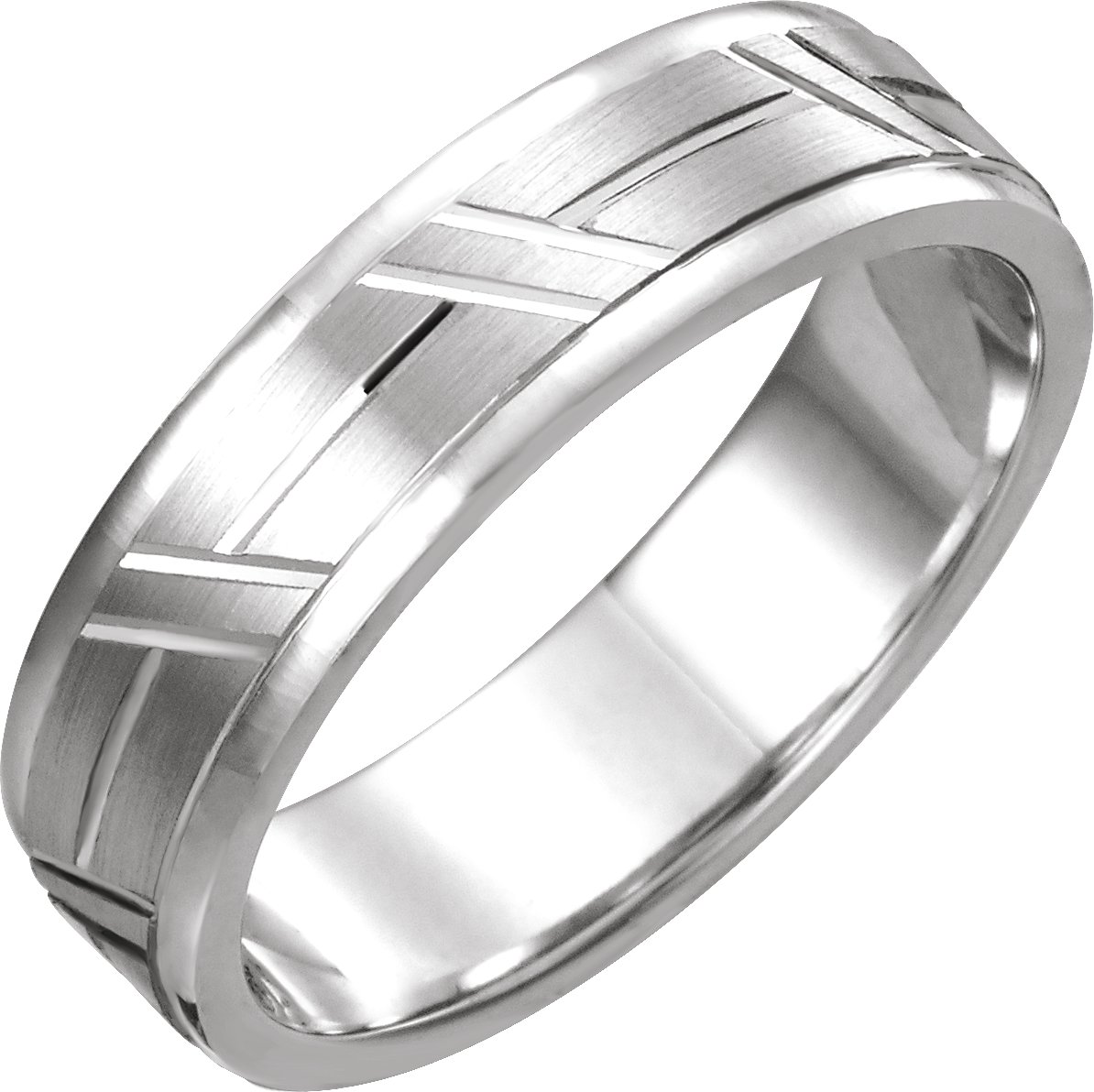 Platinum 6 mm Grooved Band Size 10
