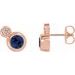 14K Rose 3 mm Natural Blue Sapphire & .03 CTW Natural Diamond Earrings