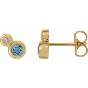 14K Yellow Aquamarine & .03 CTW Diamond Earrings