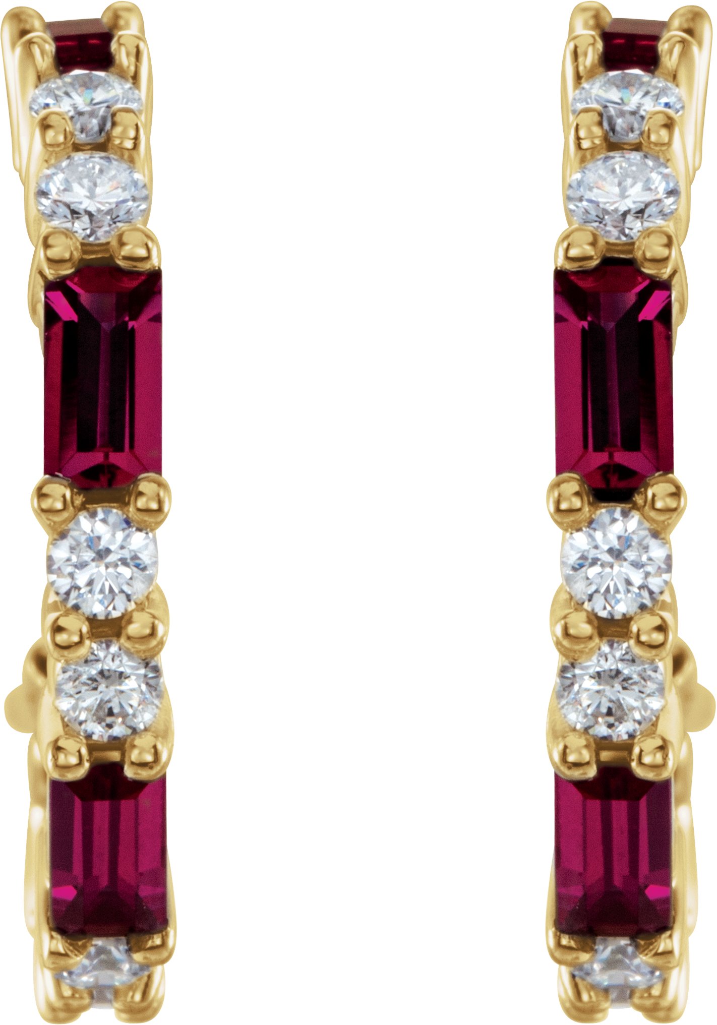 14K Yellow Lab-Grown Ruby & 1/2 CTW Diamond Earrings