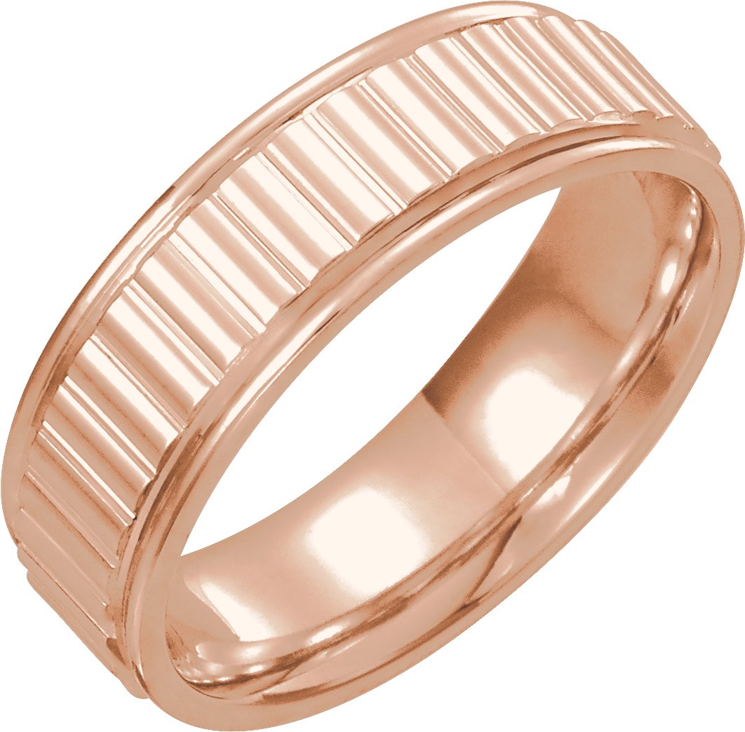 14K Rose 6 mm Ridged Band Size 10