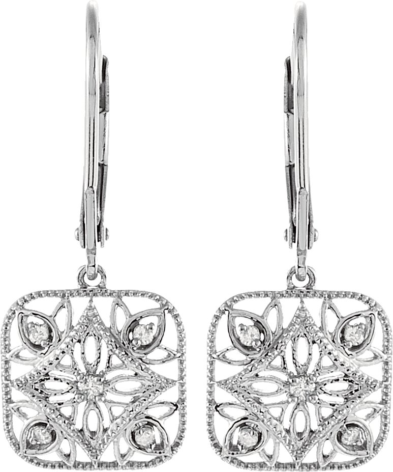 Sterling Silver 1/10 CTW Natural Diamond Filigree Earrings