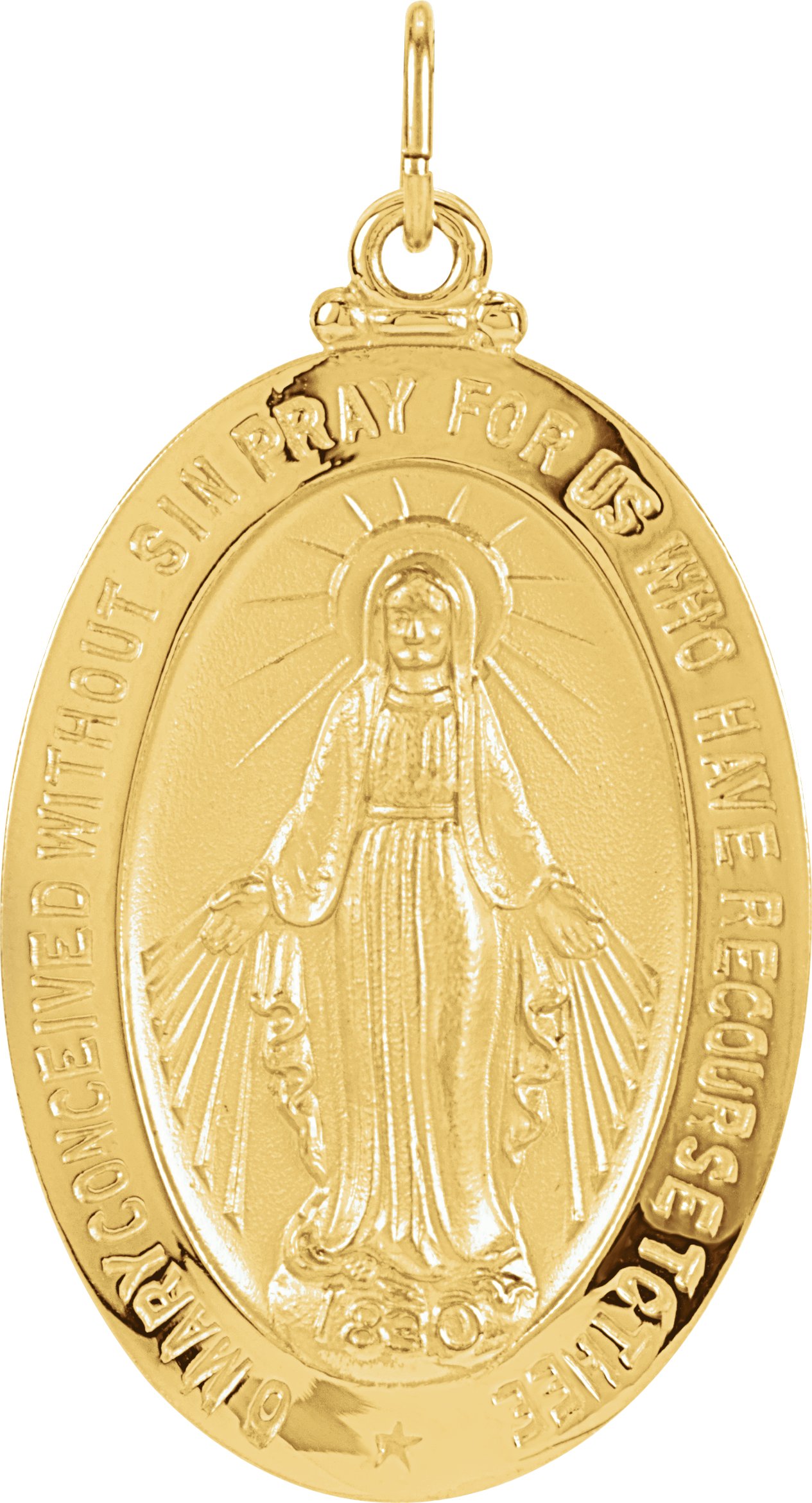 14K Yellow 23x16 mm Oval Miraculous Medal Ref 124108