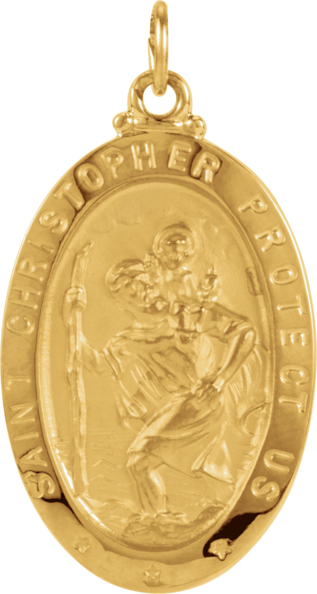 14K Yellow 25x18 mm Oval St. Christopher Medal