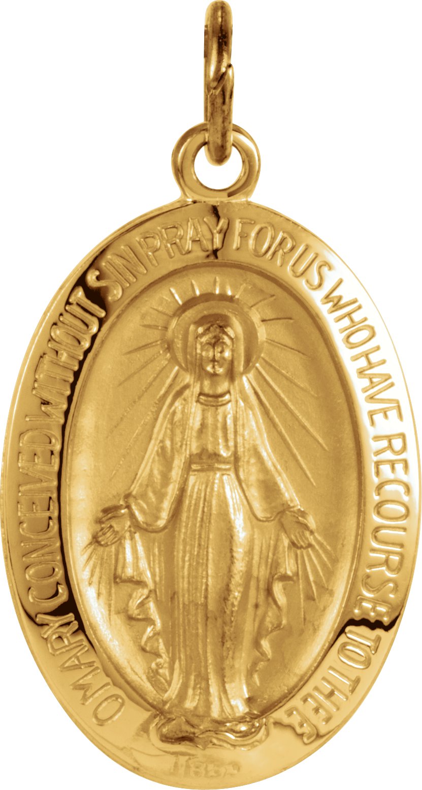 14K Yellow 19x14 mm Oval Miraculous Medal Ref 12432