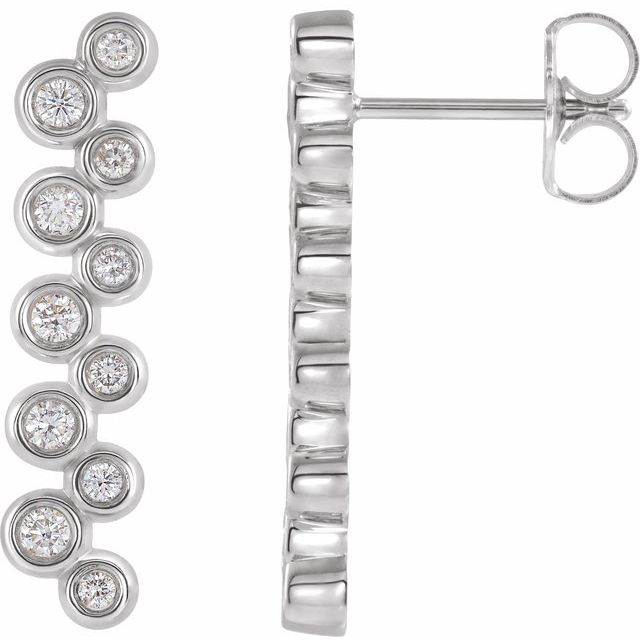 Platinum 1/3 CTW Natural Diamond Bezel-Set Bar Earrings