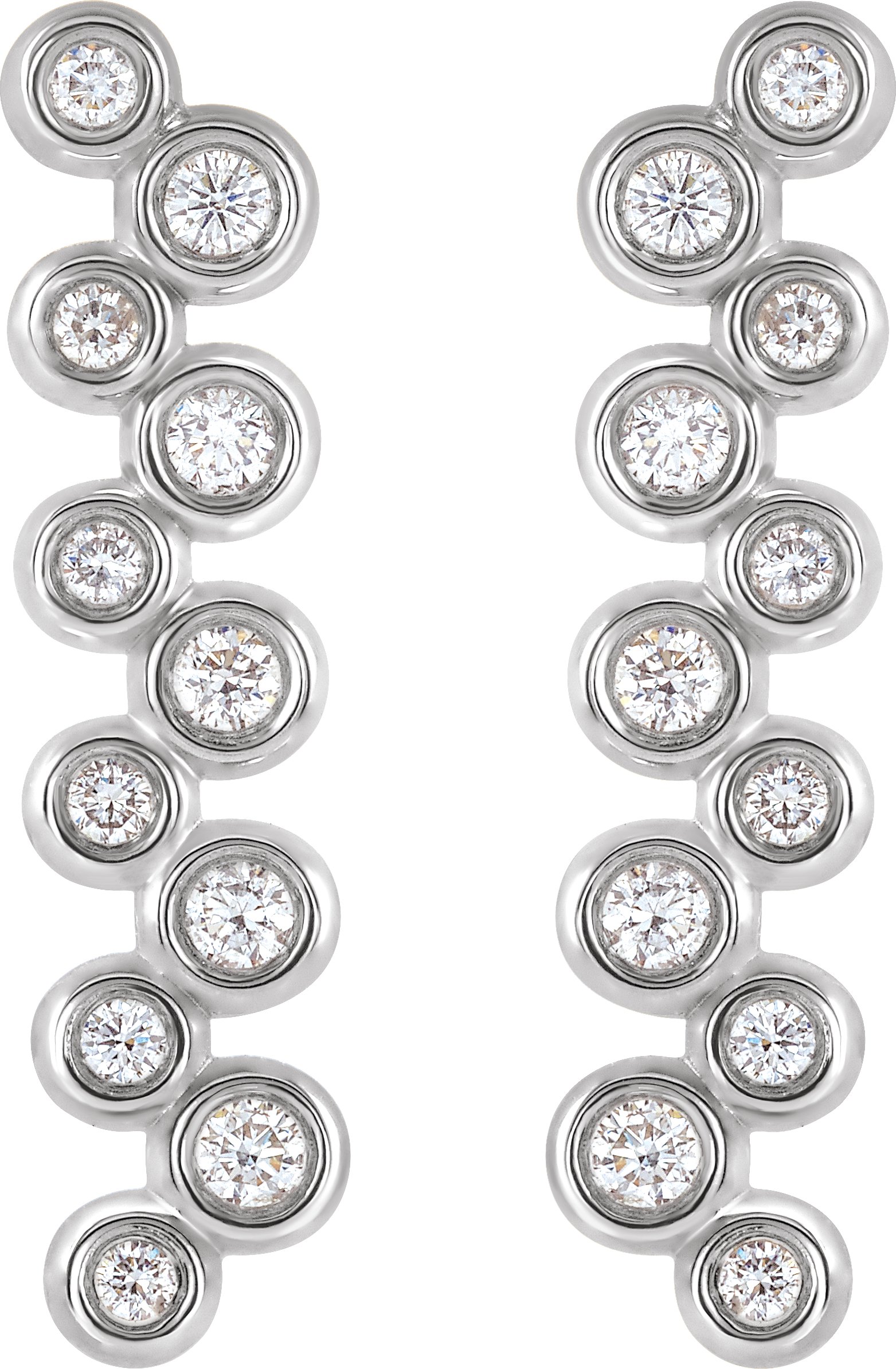 14K White 1/3 CTW Diamond Bezel-Set Bar Earrings