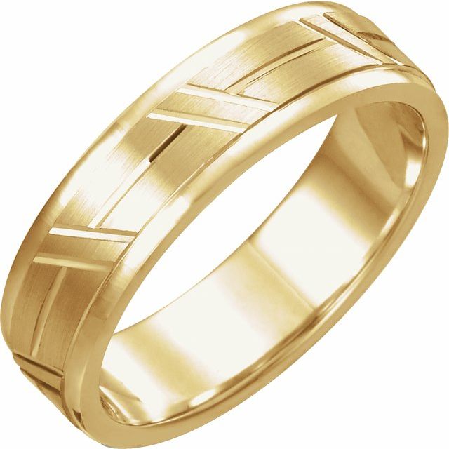 14K Yellow 6 mm Grooved Band Size 10