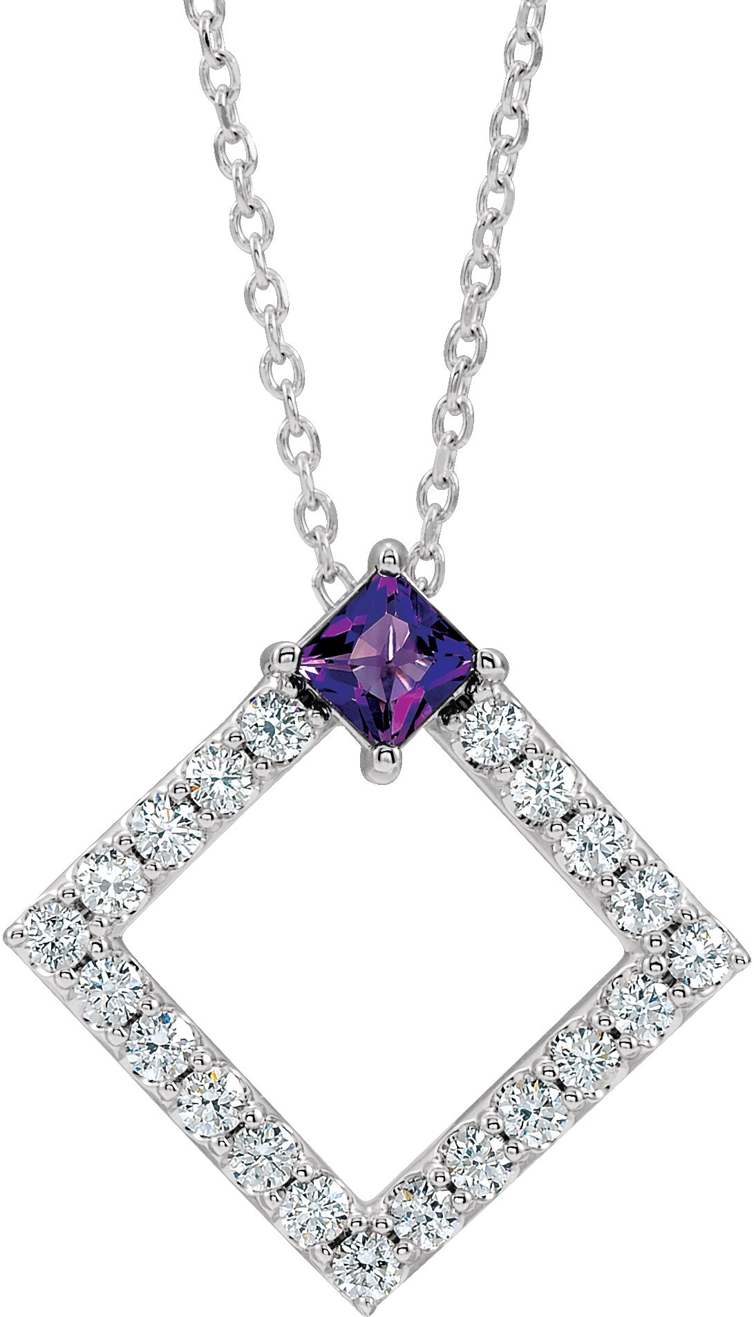 14K White Amethyst and .375 CTW Diamond 16 18 inch Necklace Ref 14900610