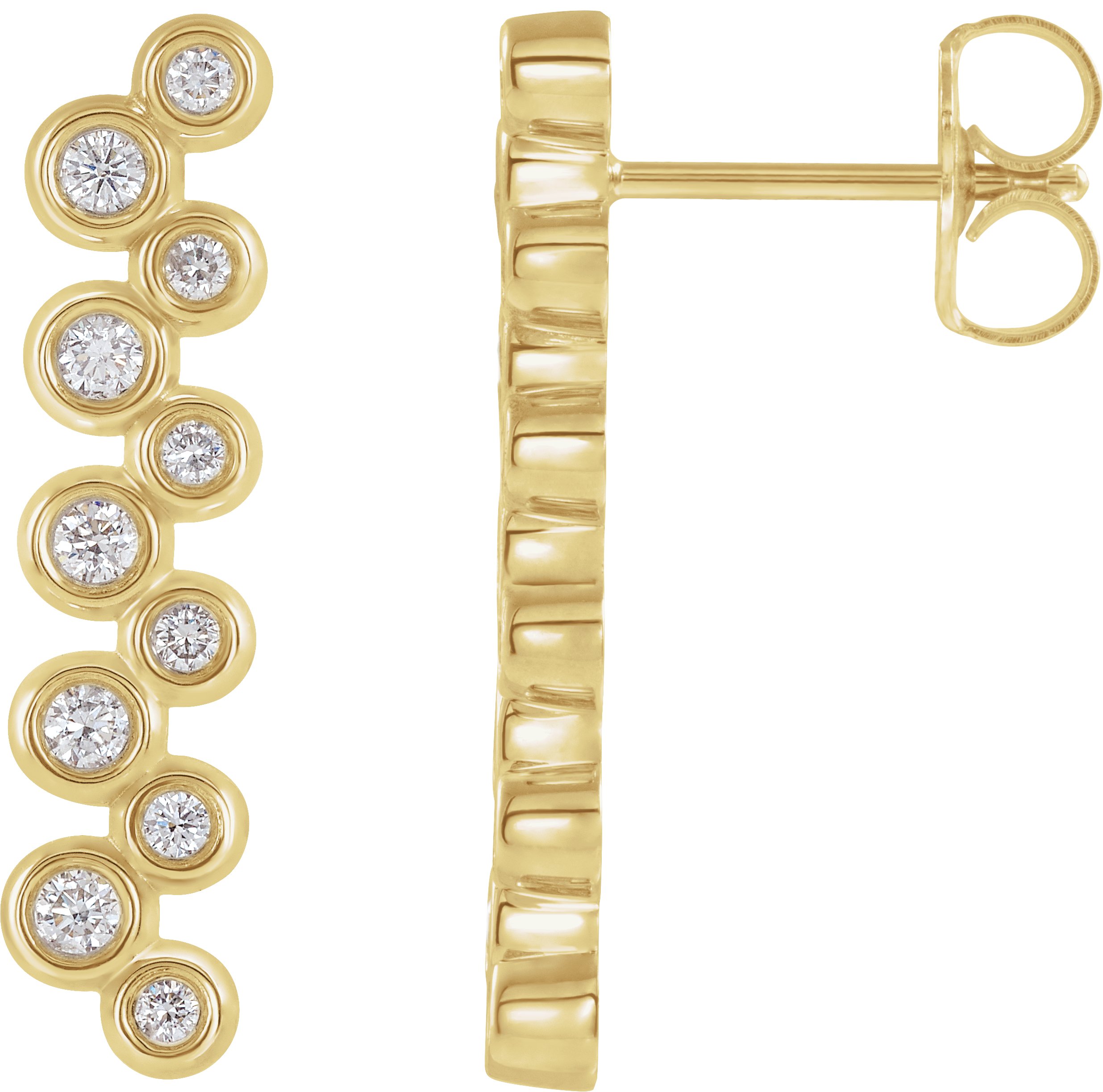 14K Yellow 1/3 CTW Natural Diamond Bezel-Set Bar Earrings