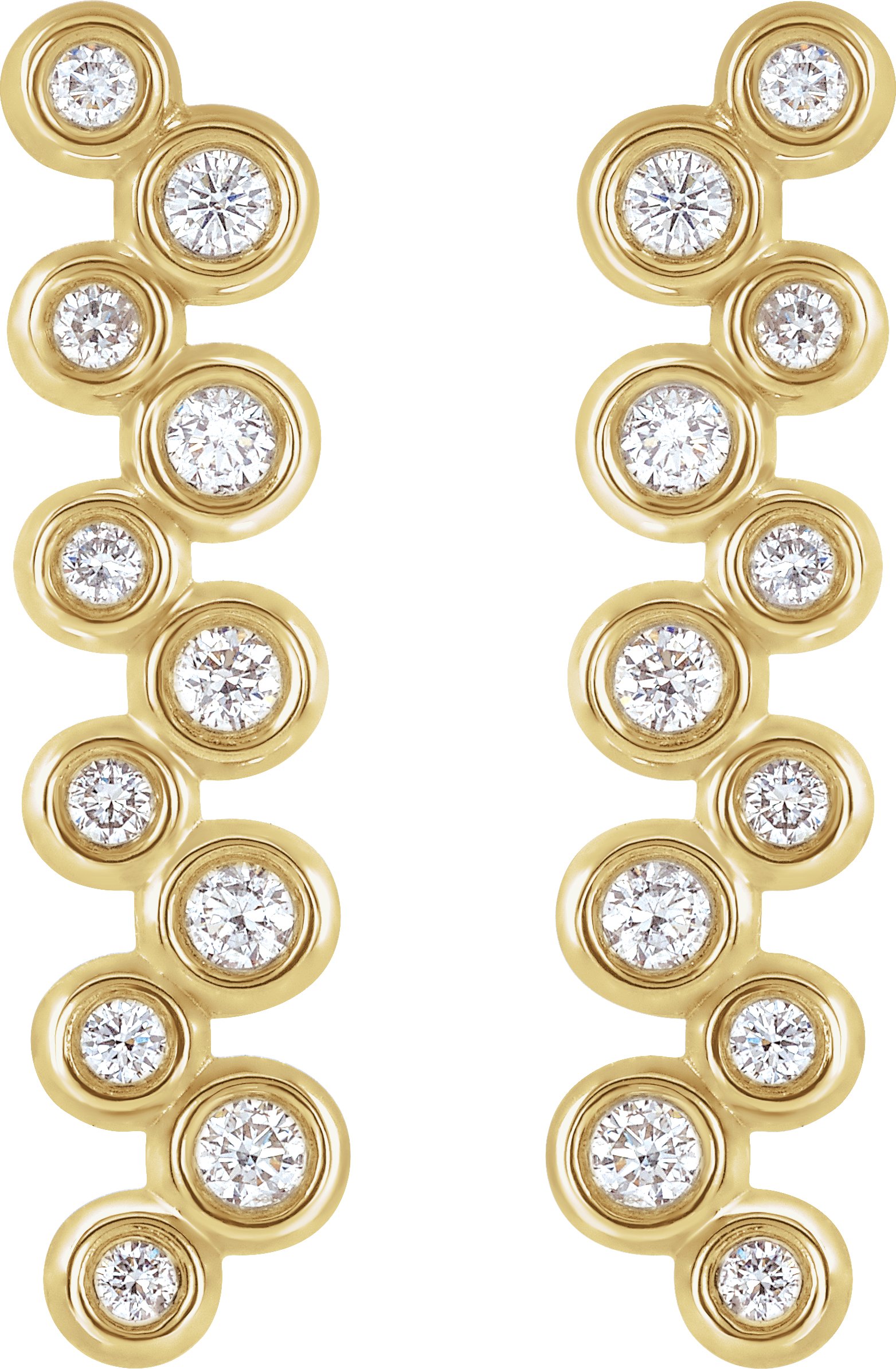 14K Yellow 1/3 CTW Natural Diamond Bezel-Set Bar Earrings