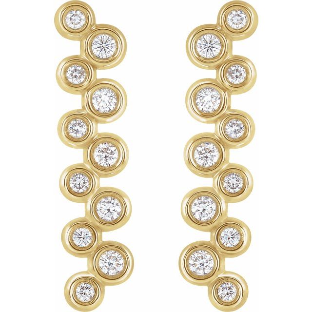 14K Yellow 1/3 CTW Natural Diamond Bezel-Set Bar Earrings