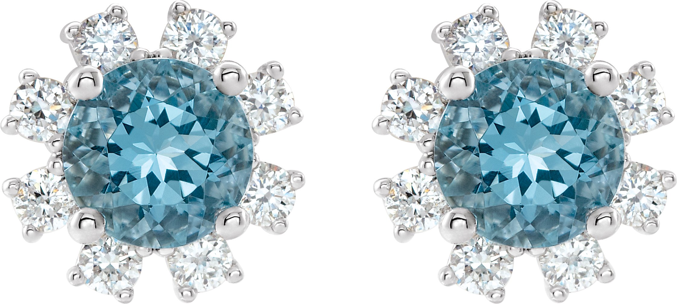 14K White Blue Zircon & .06 CTW Diamond Earrings