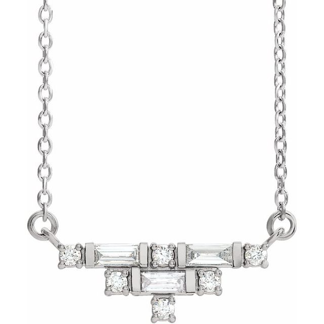 14K White 1/4 CTW Diamond Art Deco 16" Necklace