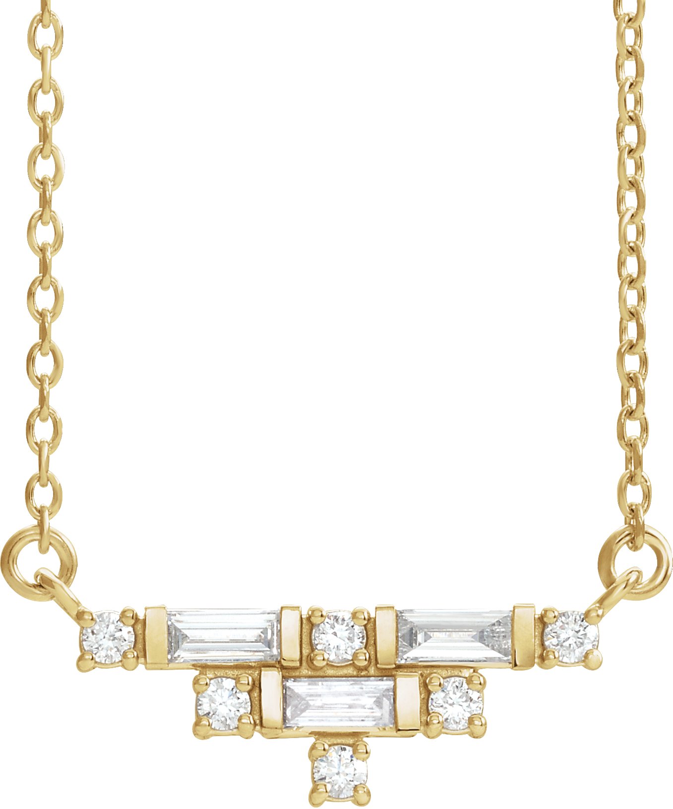 14K Yellow 1/4 CTW Diamond Art Deco 16" Necklace