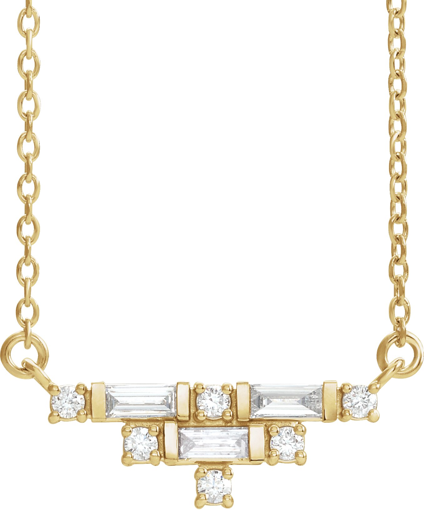 14K Yellow 1/4 CTW Diamond Art Deco 18" Necklace