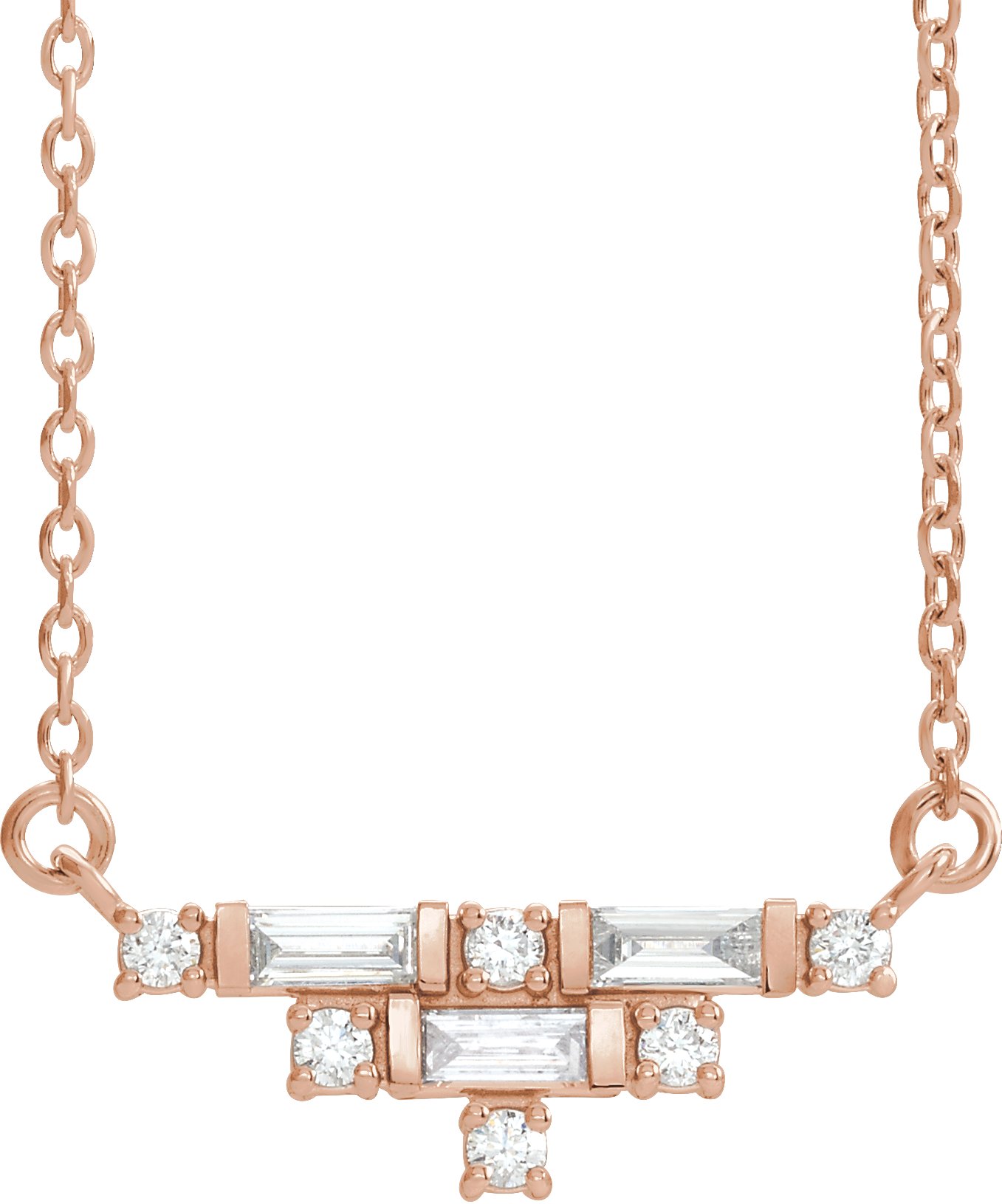 14K Rose 1/4 CTW Diamond Art Deco 16" Necklace