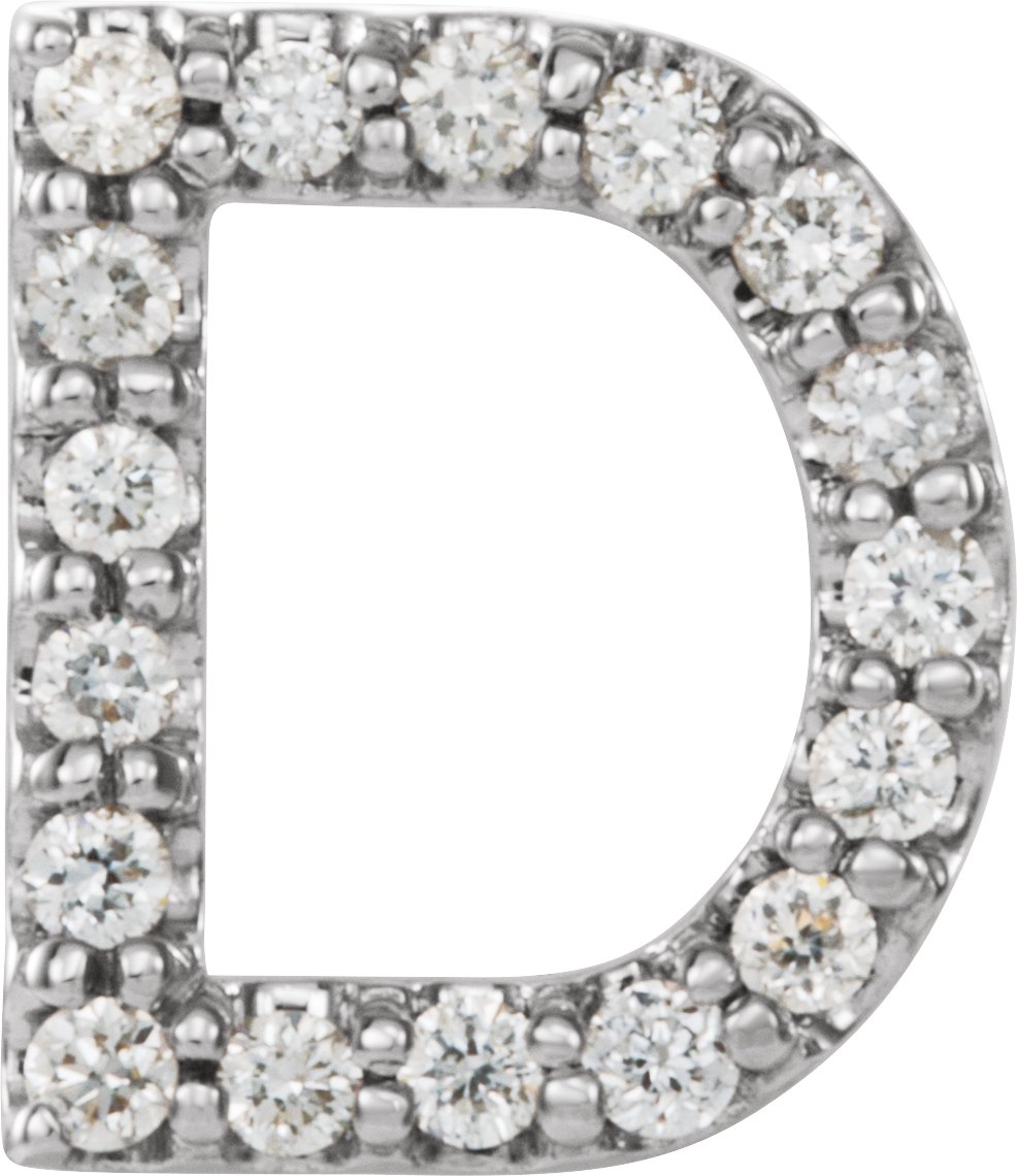 14K White .06 CTW Diamond Single Initial D Earrings