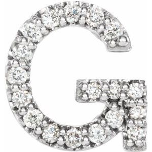 14K White .06 CTW Natural Diamond Initial G Earring