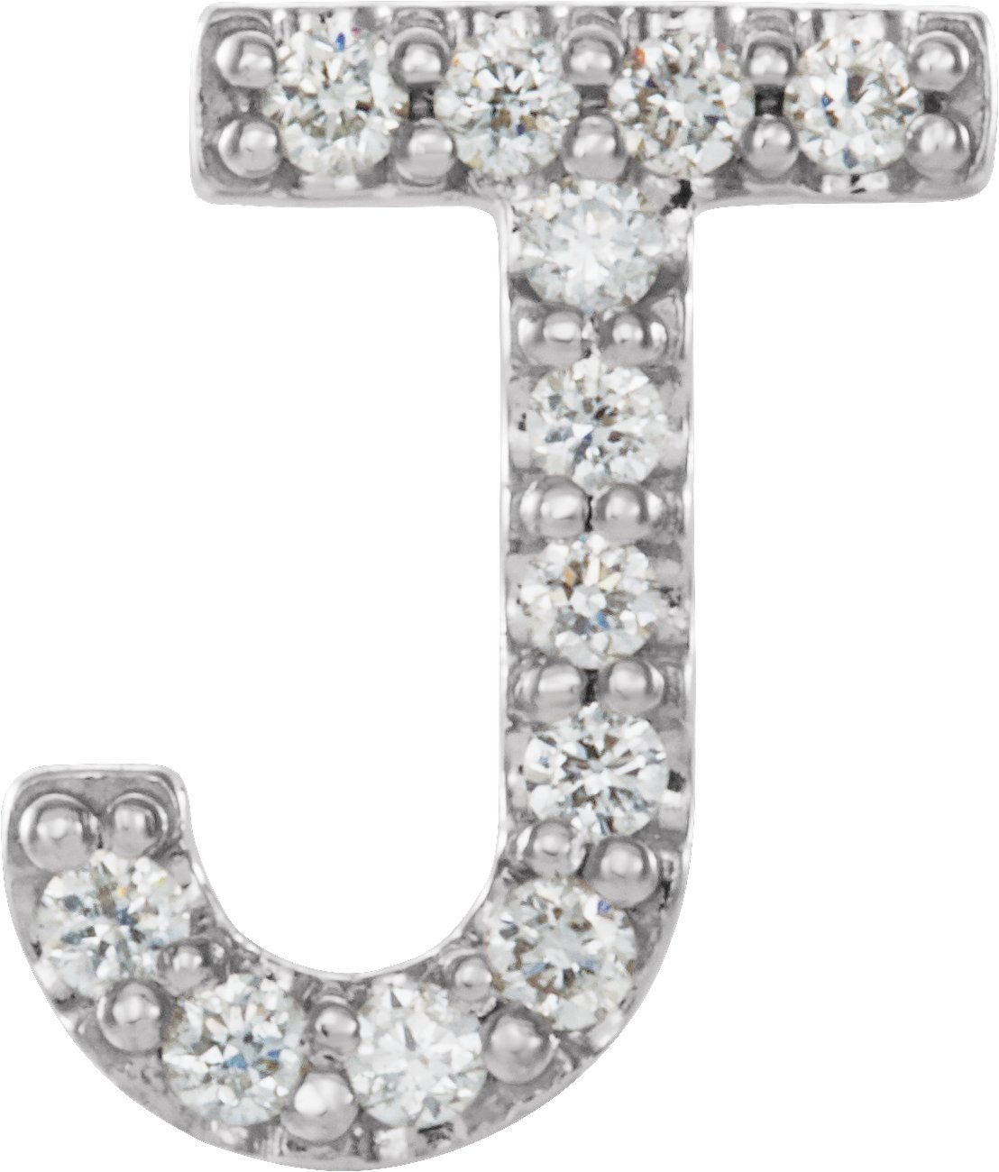 14K White .05 CTW Natural Diamond Initial J Earring